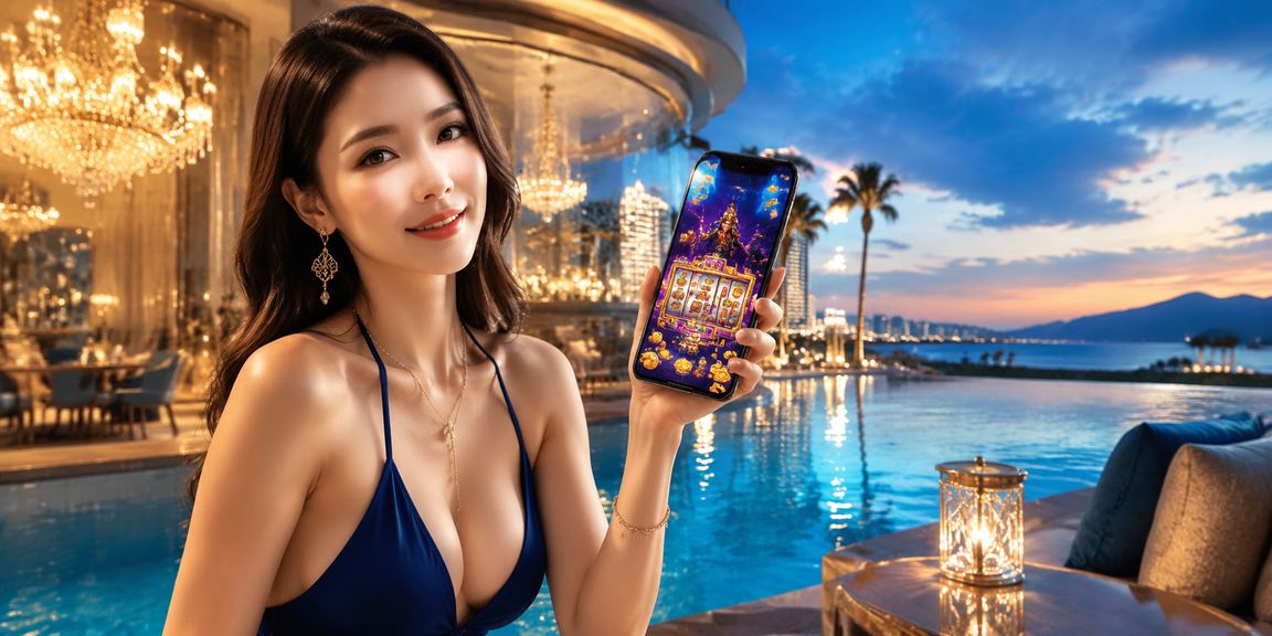 Người chơi thưởng thức slot game tại bãi biển Đà Nẵng với điện thoại